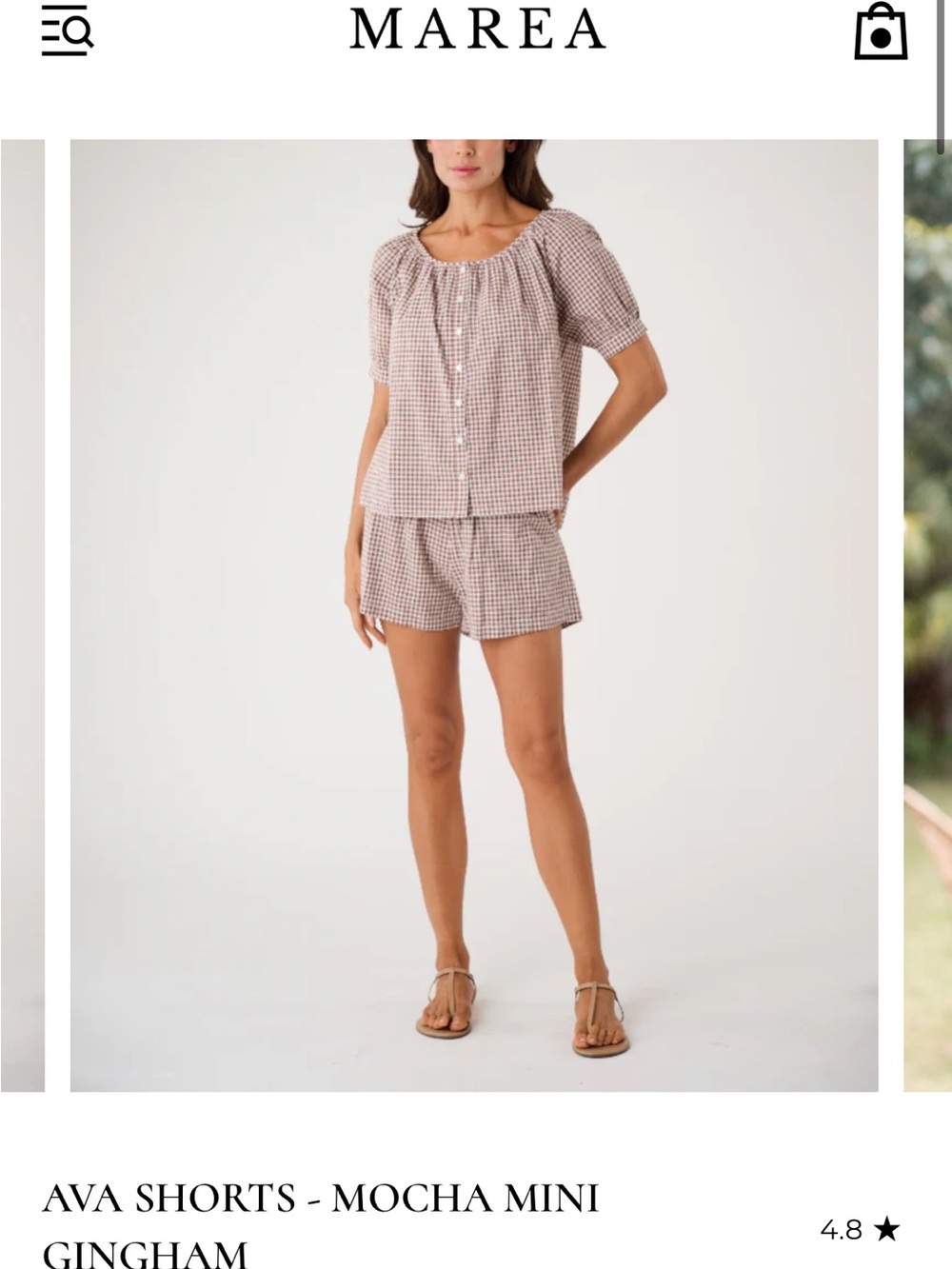 MAREA Ava xs Mocha Mini Gingham shorts